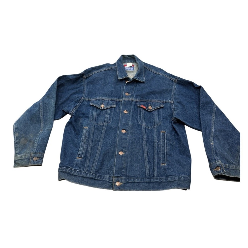 VTG 70s Mens Big Smith Dark Denim Chore Coat Barn Jacket Large Made USA